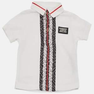 مملوكة مسبقًا Burberry White Logo Detail Cotton Knit T-Shirt 18M