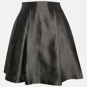 Burberry Kids Metallic Grey Gabardine Pleated Skirt 14 Yrs
