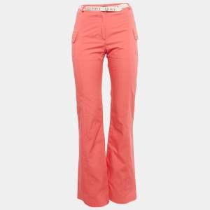 Burberry Pink Cotton Logo Detail Belted Wide Leg Pants 14 Yrs