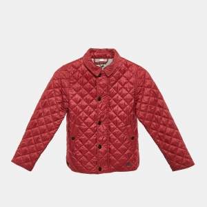 Burberry Kids Red Diamond Quilted Synthetic Jacket 8 Yrs 