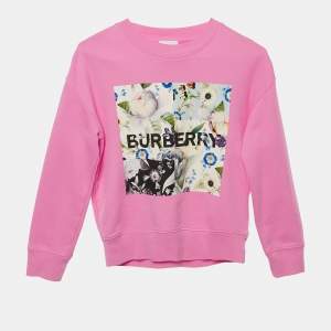 Burberry Kids Pink Floral Print Cotton Long Sleeve Sweatshirt 8 Yrs