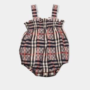 Burberry Kids Vintage Check Pattern Cotton Romper 3M