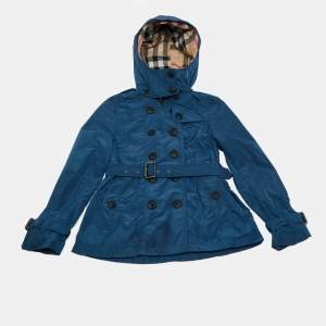 Burberry Children Blue Synthetic Trench Coat 8 Yrs 