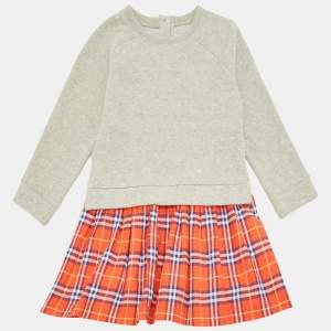 Pre Owned Burberry Children Grey/Red Checks Cotton Dress 6Yrs 