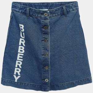 Burberry Blue Logo Print Denim Skirt (12 Yrs)