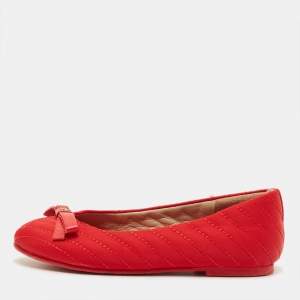 Pre Owned CH Carolina Herrera Size 27 Red Satin Bow Ballet Flats 