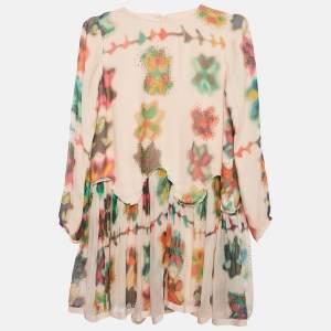 Chloe Multicolor Abstract Print Silk Sequin Detail Dress 10 Yrs
