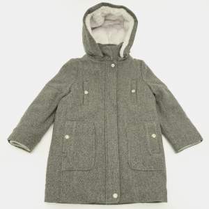 Pre Owned Chloé Kids Grey Wool Hooded Coat 6 Yrs 