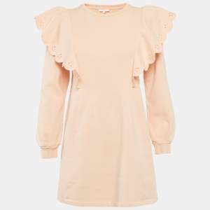 Pre Owned Chloé Kids Pink Cotton Fleece Ruffled Dress 14Yrs