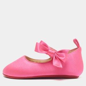 Pre Owned Christian Louboutin Lou Size 19 Pink Satin Ballet Flats