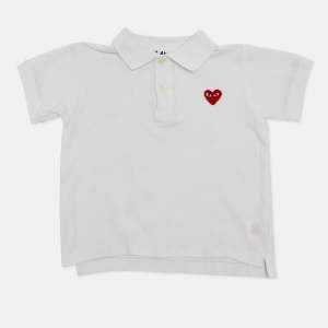 Pre Owned Play Comme des Garcon Kids White Cotton Polo T-Shirt 4Yrs