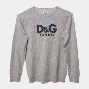 مملوكة مسبقًا D&G Junior Grey Logo Cashmere Sweater Size 10 Yrs