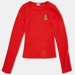 مملوكة مسبقًا D&G Junior Red Logo Embellished Detail Fullsleeve T-Shirt 10Y