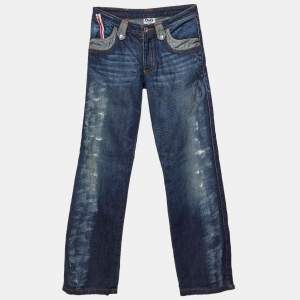 مملوكة مسبقًا D&G Junior Blue Logo Print Distressed Denim Jeans 10 Y Waist 23"