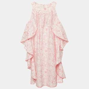 Dior Kids Pink Printed Cotton Ruffled Sleeveless Dress 8 Yrs