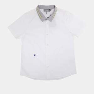 Pre Owned Dior White/Grey Cotton Bee Embroidered Long Sleeve Shirt 6 Yrs
