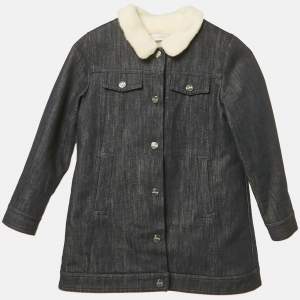 Pre Owned جاكيت دينيم وفراء صناعي أزرق ديور أطفال 6 سنوات