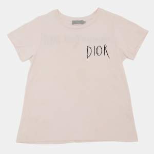مملوكة مسبقًا Dior x Shawn Stussy Kids Logo Embroidered Jersey T-Shirt 6Yrs