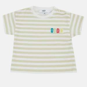 Pre Owned تي شيرت ثقيل مخطط أبيض/أخضر ديور للأطفال 3 سنوات