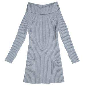 Dior Grey Ribbed Knit Turtleneck Sweater Dress 12 Yrs