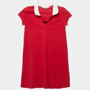 Dior Pink Cotton Pique Knit Emboss Detail Polo Dress 8 Yrs
