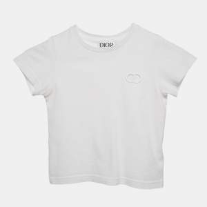 Dior Kids White Logo Embossed Cotton Crew Neck T-Shirt 4 Yrs