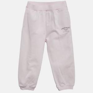 Baby Dior Pink Logo Print Cotton Knit Track Pants 36 M