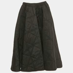 Pre Owned Dior Black Nylon Quilted Maxi Long Skirt 8Yrs