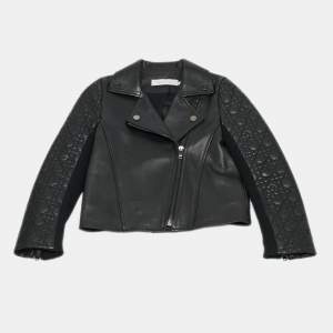 Pre Owned Christian Dior Kids Black Leather Zip-Up Jacket 6 Yrs
