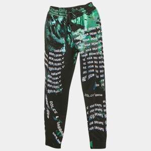 Dolce & Gabbana Kids Black/Green Foil Print Sweatpants 11/12 Yrs