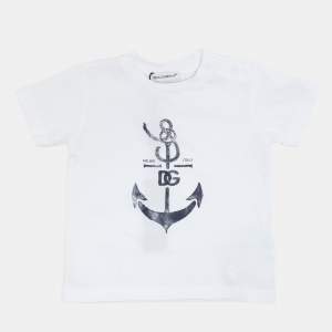 Dolce & Gabbana White Jersey Anchor Print T-Shirt 6-9 Month