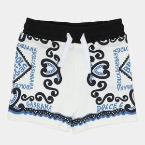 Dolce & Gabbana White Logo Print Knit Shorts 6-9 Month