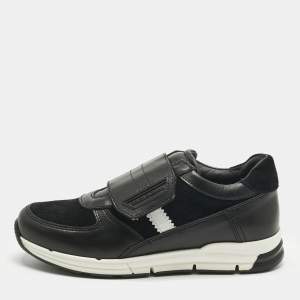 Pre Owned Dolce & Gabbana Black Suede and Leather Low Top Sneakers Size 34