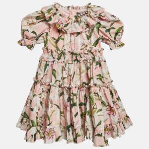 Dolce & Gabbana Pink Floral Print Poplin Frilled Dress and Knickers Set 24-30 M