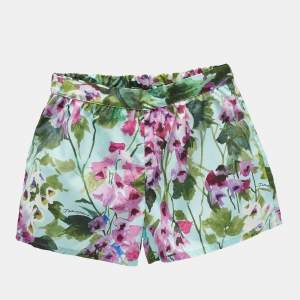 Dolce & Gabbana Kids Blue Floral Print Cotton Shorts 6 Yrs 