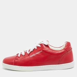 Dolce & Gabbana Red Leather Low Top Sneakers Size 35