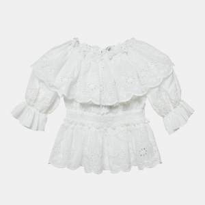 Dolce & Gabbana White Broderie Anglaise Cotton Ruffled Top 4 Yrs 