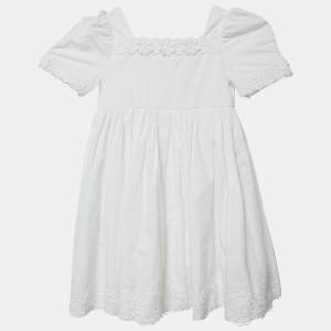 Dolce & Gabbana Kids White Cotton Lace Trimmed Dress 18-24 M