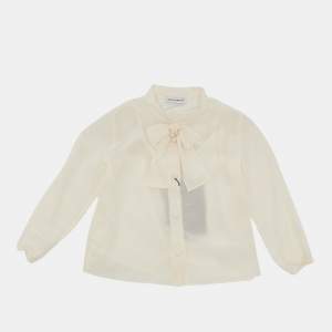 Dolce & Gabbana Kids Cream Silk Bow Detail 12-18 M