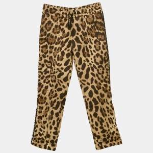 Dolce & Gabbana Kids Brown Leopard Print Cotton Track Pants 7/8 Yrs 