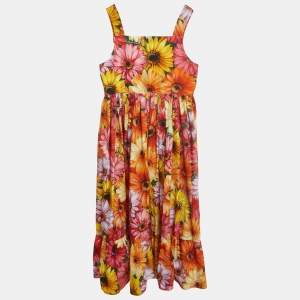 Dolce & Gabbana Multicolor Floral Printed Cotton Poplin Dress (11-12 Yrs)