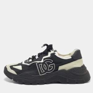 Dolce & Gabbana Black/White Nylon and Suede Daymaster Lace Up Sneakers Size 37