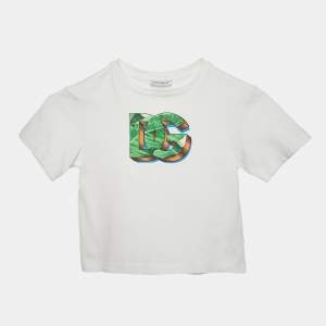Dolce & Gabbana Kids White Logo Print Cotton Crew Neck T-Shirt 2 Yrs