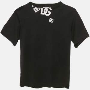 Dolce & Gabbana Kids Black Logo Print Crew Neck T-Shirt 6 Yrs