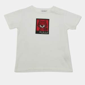 Dolce & Gabbana Kids White Printed Cotton Crew-Neck T-Shirt 18-24 M