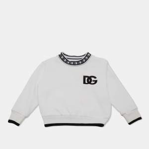 Dolce & Gabbana Kids White Logo Embroidered Cotton Sweatshirt 2 Yrs 