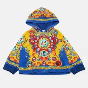 Dolce & Gabbana Multicolor Printed Cotton Knit Hooded Jacket 7-8 yrs