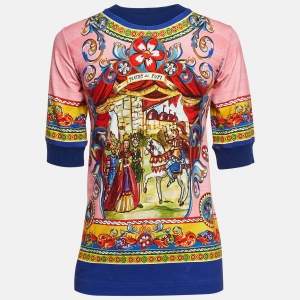 Dolce & Gabbana Pink Printed Cotton Jersey Long T-Shirt 10Y
