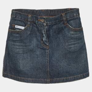 D&G Junior Blue Floral Logo Embroidered Denim Skirt 6 Yrs