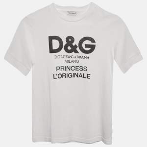 Dolce & Gabbana Kids White Logo Print Cotton Crew Neck T-Shirt 4 Yrs